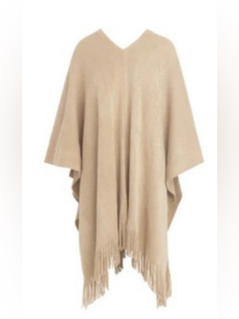 Shiraleah Rowan Camel Fringe V-Neck Poncho, NWT